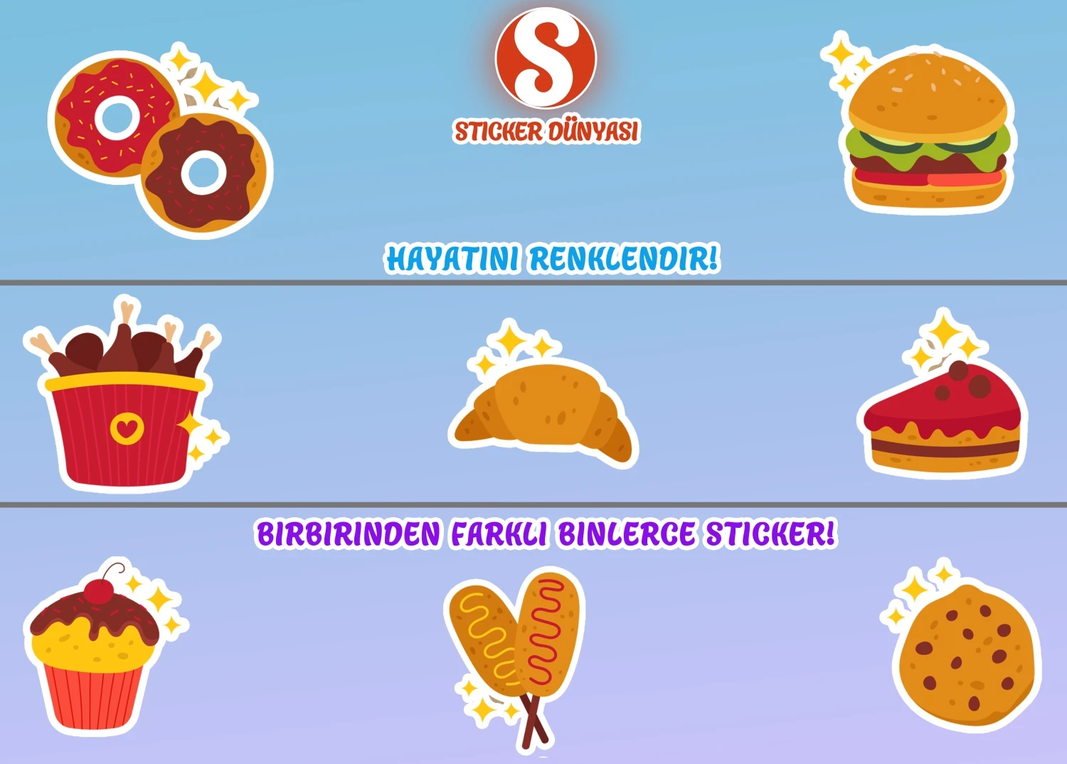 Fast Food Desenli Lezzetli Sticker Koleksiyonu (FastFood1) görsel 4